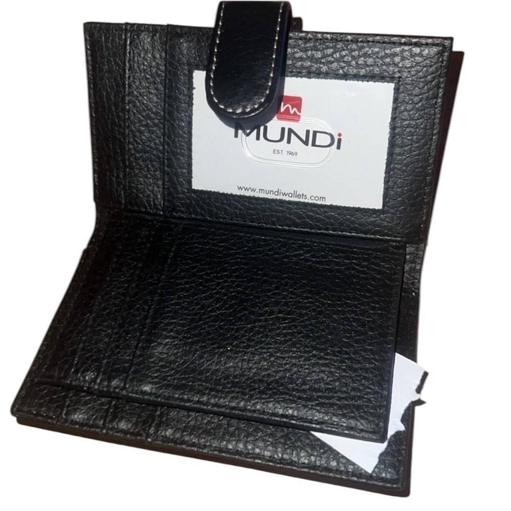 Mundi Black Leather Wallet NWT | Compact Genuine Leather Card Holder
